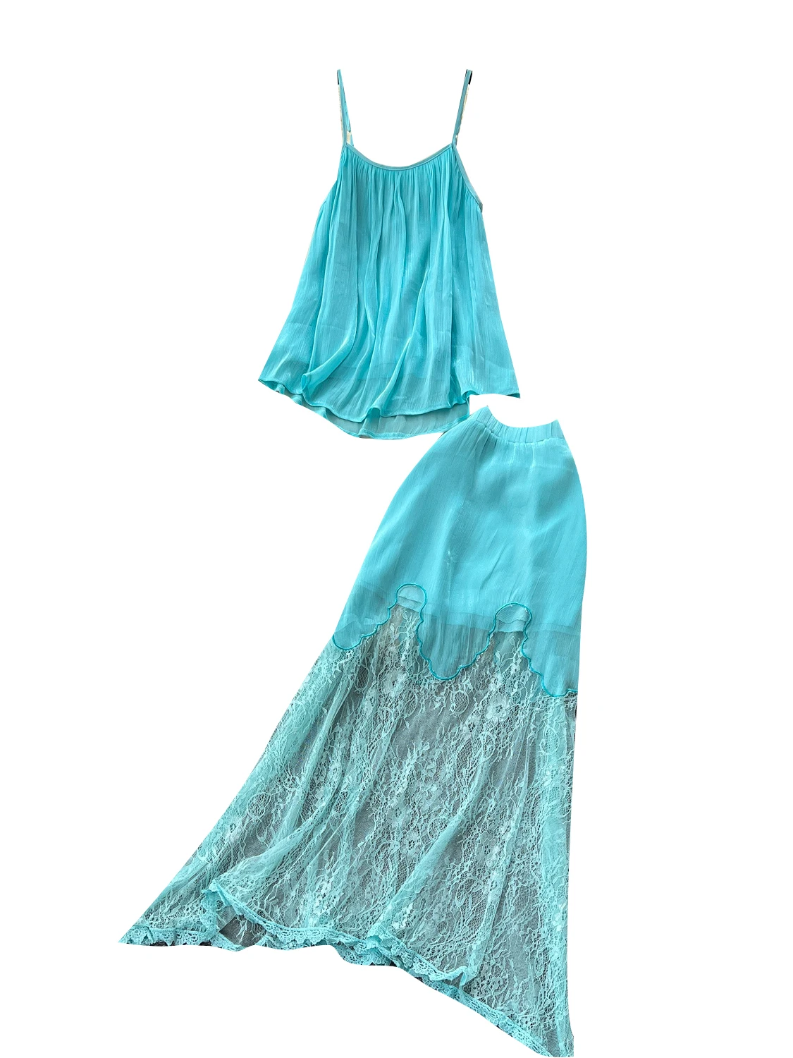 Vaion Wear Donna Estate Lazy Sle Cinturino allentato Top a vita alta Me Gonna in pizzo f Faionable Set in due pezzi ort Sv...