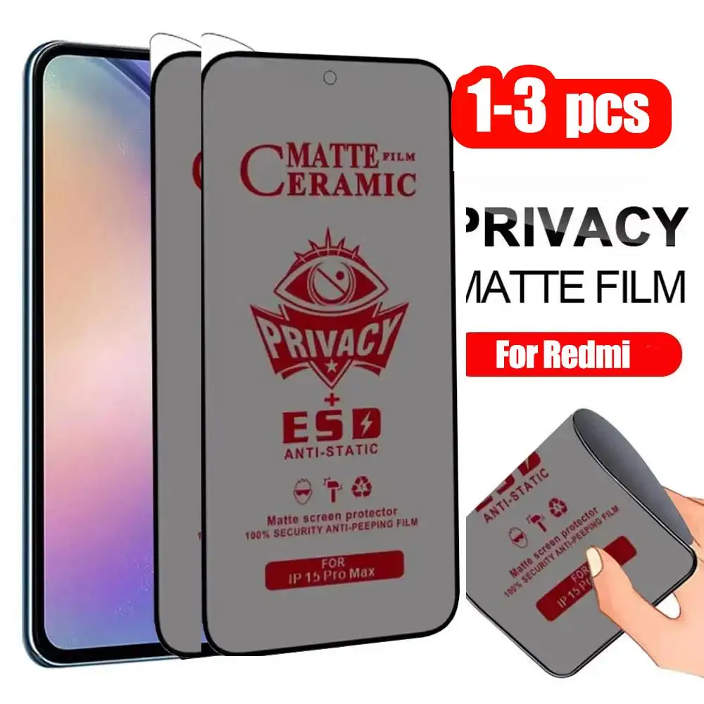 1-3Pcs Matte Ceramic Privacy Film For Xiaomi Redmi Note 15 14 13 12 11 Pro 5G 10S 15 14C 13C 12C 11A 10 10C 10A Screen Protector