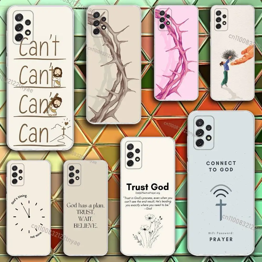 

CONNECT TO GOD Trust Phone Case Silicone For Samsung S30,23,21,22,20 FE lite,S10,9,PIus Note20ultra Soft Transparent