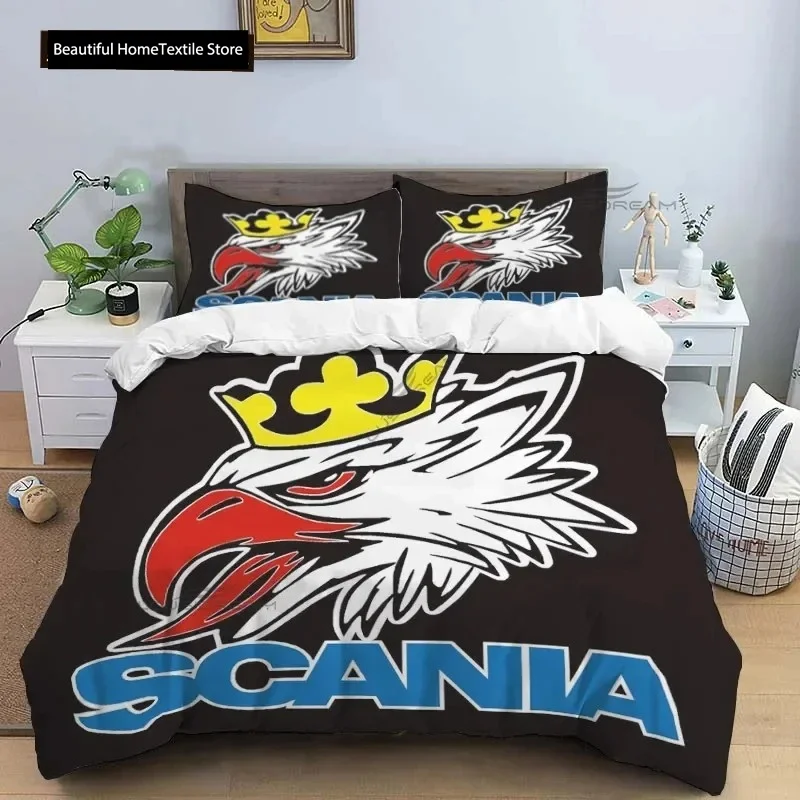 

Eagle Head Truck S-Scania Patterns Comforter Bedding Set,Duvet Cover Bed Set Quilt Cover Pillowcase,King Queen Size Bedding Set