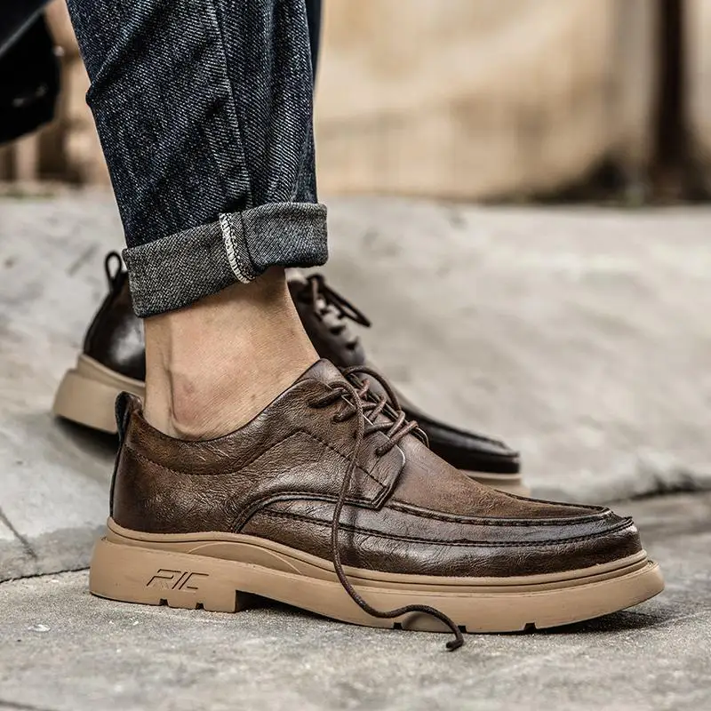 Zapatos de fiesta para hombre, mocasines informales de cuero, estilo británico, trabajo