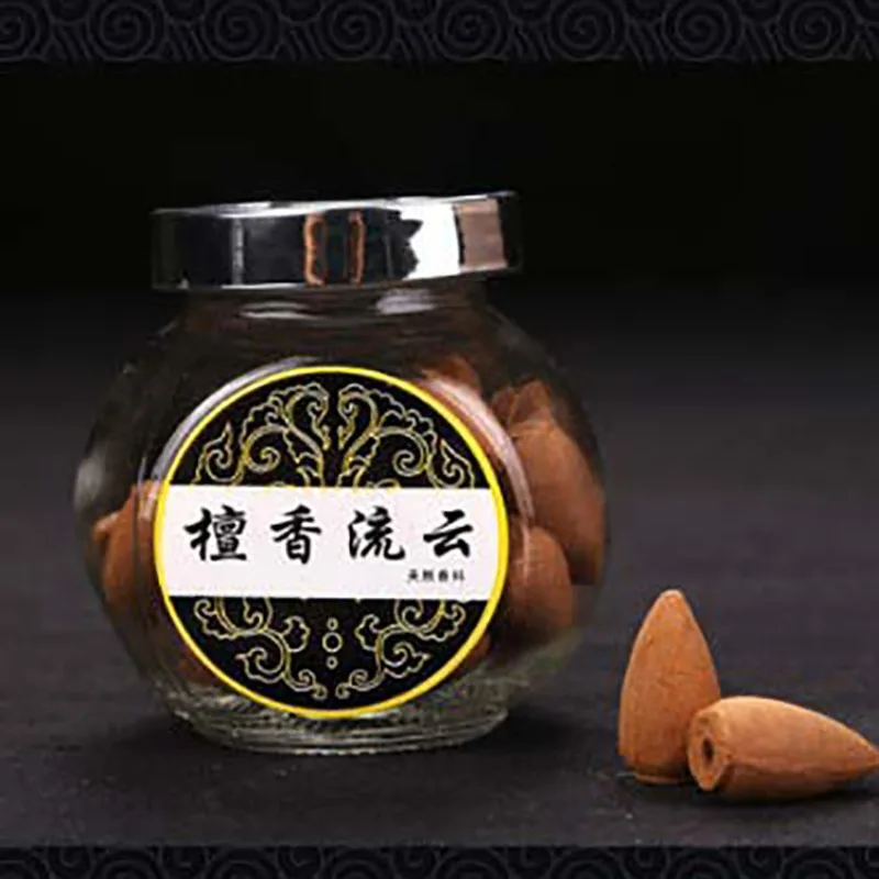 

Natural Backflow Cone Incense in Glass Jar - Sandalwood Fragrance for Mesmerizing Smoke Flow Effect, Home Meditation & Zen Decor