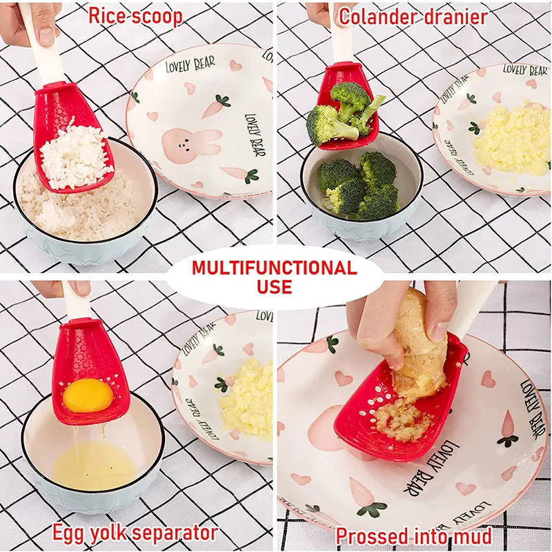 Multifunctional Cooking Spoon Kitchen Strainer Scoop to Cut Garlic Hanging Hole Innovative Potato Garlic Press kitchen Accessory