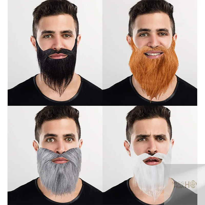 HUA HUA nepbaard aankleden met elastisch touw gezichtshaar cosplay nep snor voor toneelvoorstelling vakantie maskerade feestelijk