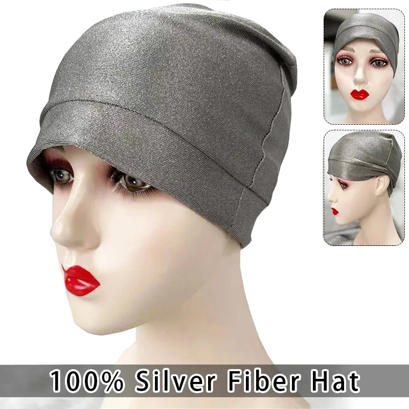 

Women Anti Radiation Cap Silver Fiber Computers Electromagnetic Wave Rfid Shielding EMF Protection Hat Beanies