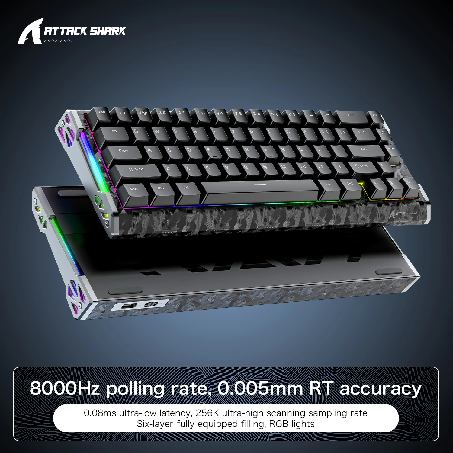 ATTACK SHARK R68HE Gaming Magnetic Keyboard 65% 66 Keys Wired