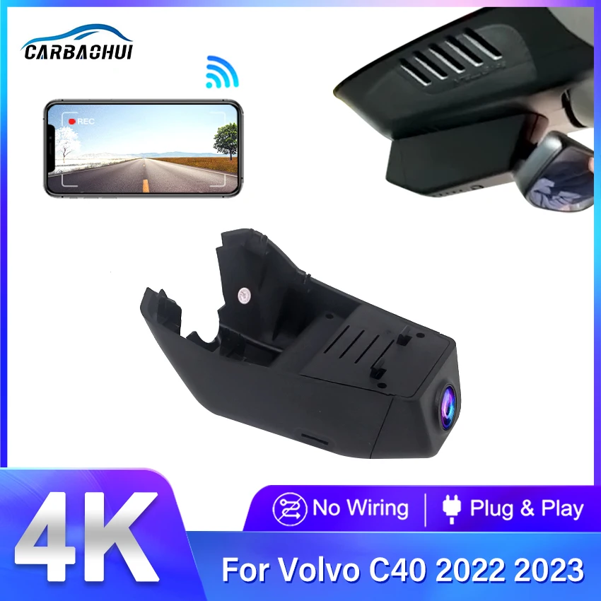 New! Hidden Plug and play Car Wifi DVR Video Recorder Dash Cam Camera For Volvo C40 2022 2023 2024,4K DashCam,Car Accessories