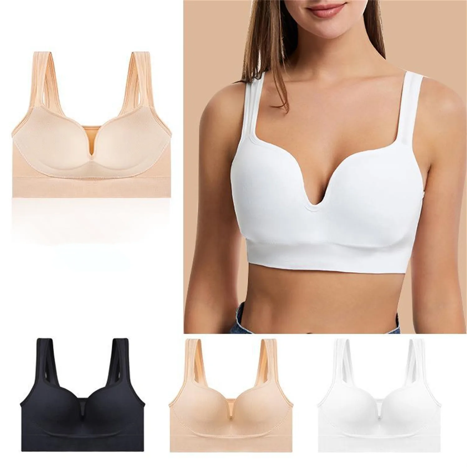 Women Seamless 3D Bra Camisole Underwear M L XL Black Ventilate Shock-Proof Crop Top Sports Fitness Yoga Casual