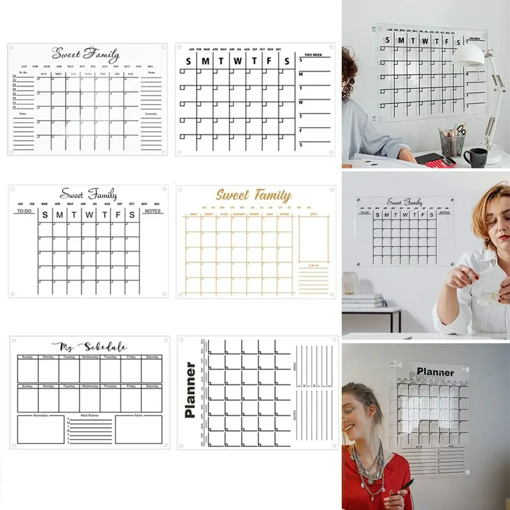 Acrylic Reusable Monthly Calendar Whiteboard Study Wall Weekly Planner Schedule Itinerary Note Board Memo