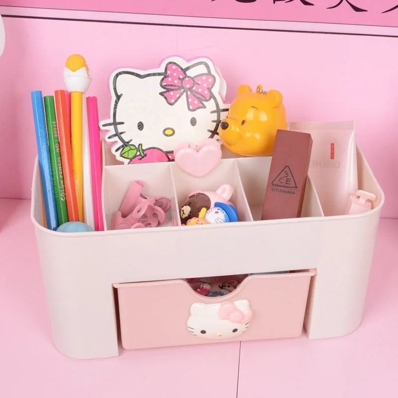 Hello Kitty Desktop Opbergdoos Creatieve Leuke Lade Opslag Mand Cosmetica Briefpapier Organizer Studentenflat Doos