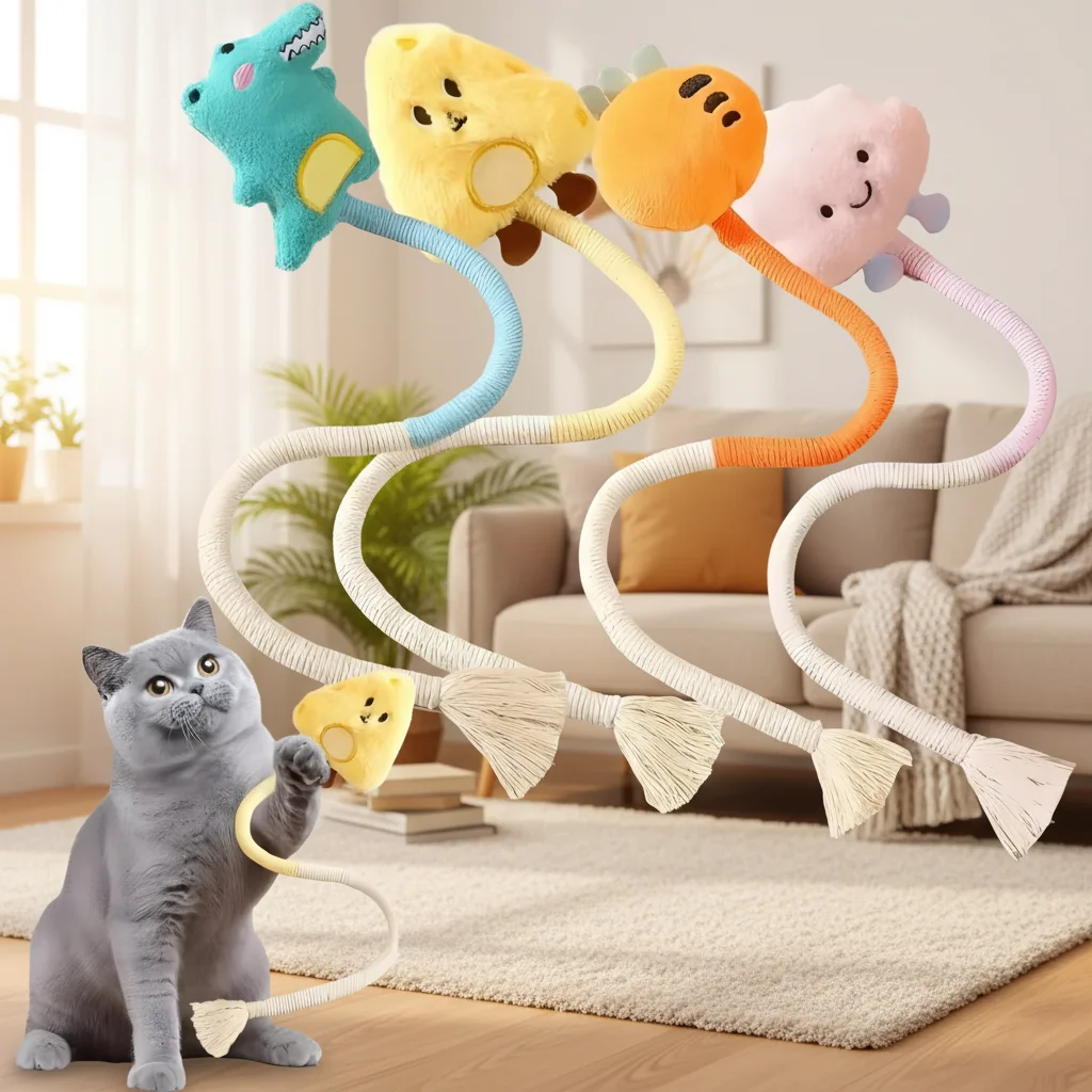 

Cat Scratcher Rope Toy Cotton Rope Bite-resistant Chewing Toy Paw Claw Furniture Protector Scratching Toy Cat Puzzle Cute Shape