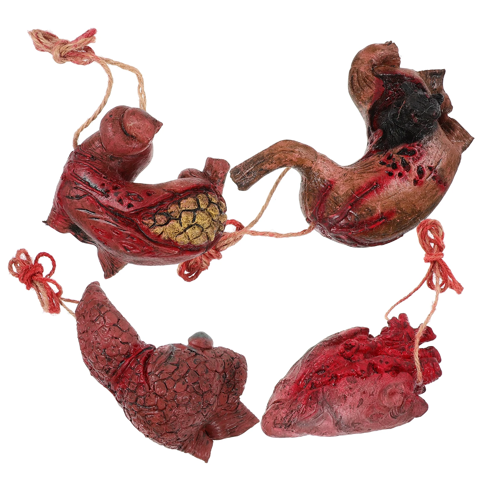 

4 Pcs Simulated Human Organ Pendant Halloween Decor Scary Ornaments Haunted House Supplies Party Favor Late Liver Rat Stomach