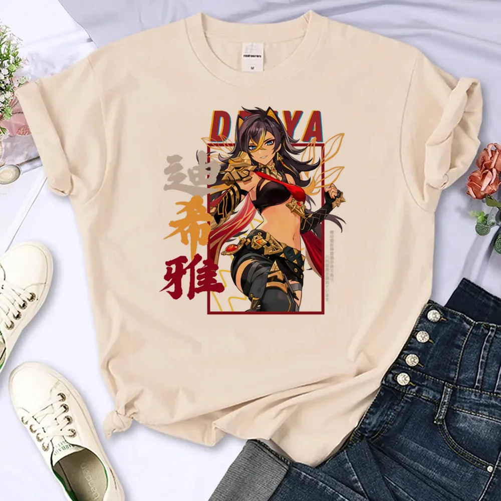 Genshin Impact t shirt women summer funny Y2K t shirt girl anime 2000s comic clothing