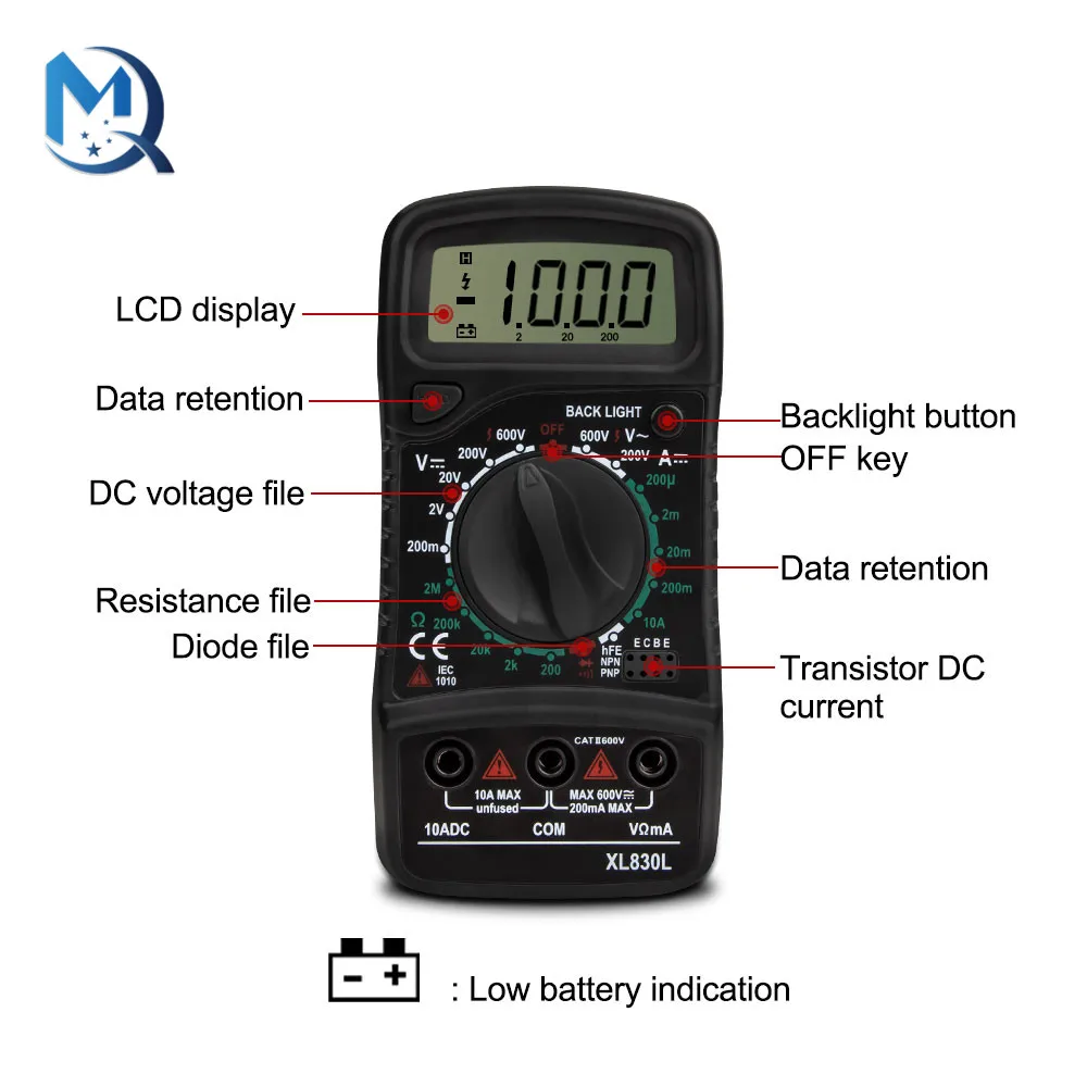 Digital Multimeter XL830L High Precision Capacitance Meter Testers For Automotive Electrical Dmm Transistor Peak Universal Meter