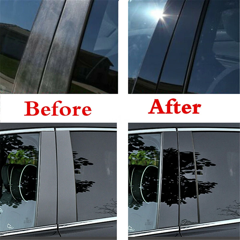 For BMW 5 Series E60 E61 4DR 2003-2010 Car Window Pillar Posts Door Trims Cover Glossy Black Accessories Exterior Parts Sticker