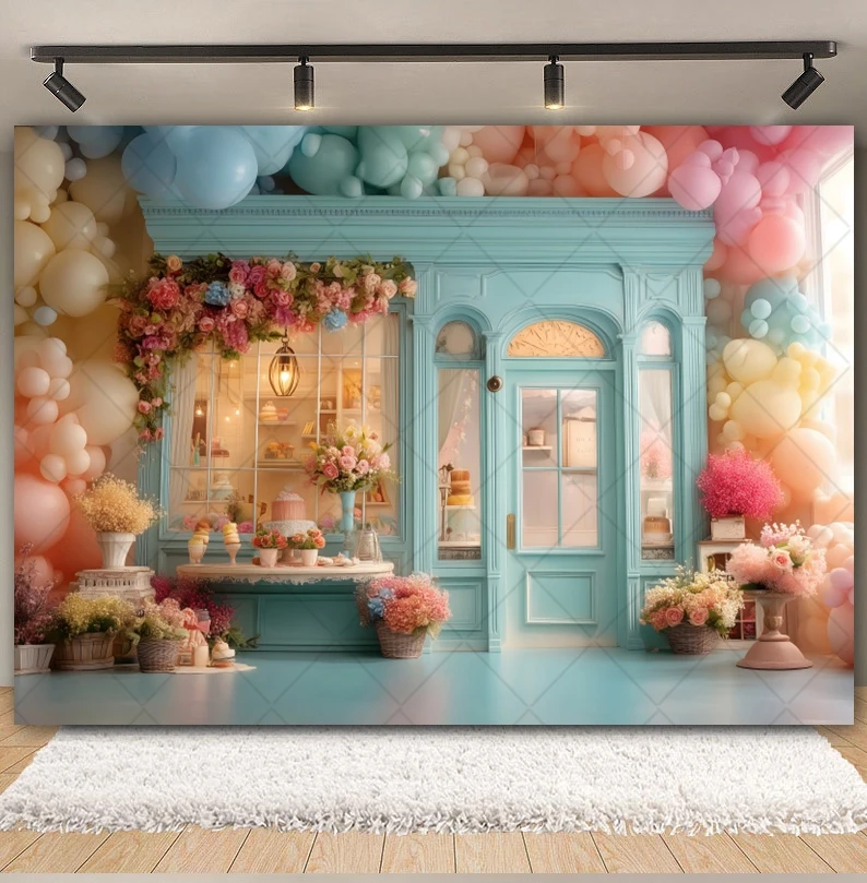 Dessert House Ice Cream Backdrop For Photography Cake Cupcake Flowers Balloons Baby Shower Wedding Party Decor Photo Background