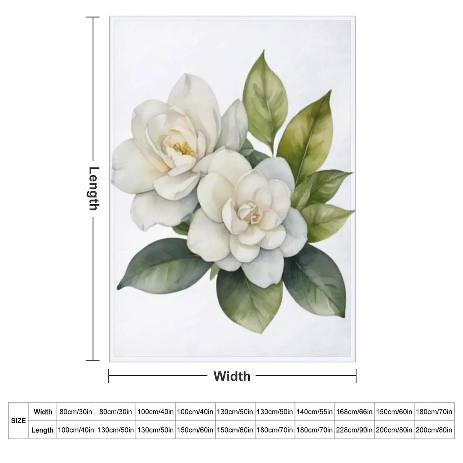 Gardenia Watercolour Throw Blanket Hairy Flannel Fabric Single Thermal Camping For Sofa Thin Blankets