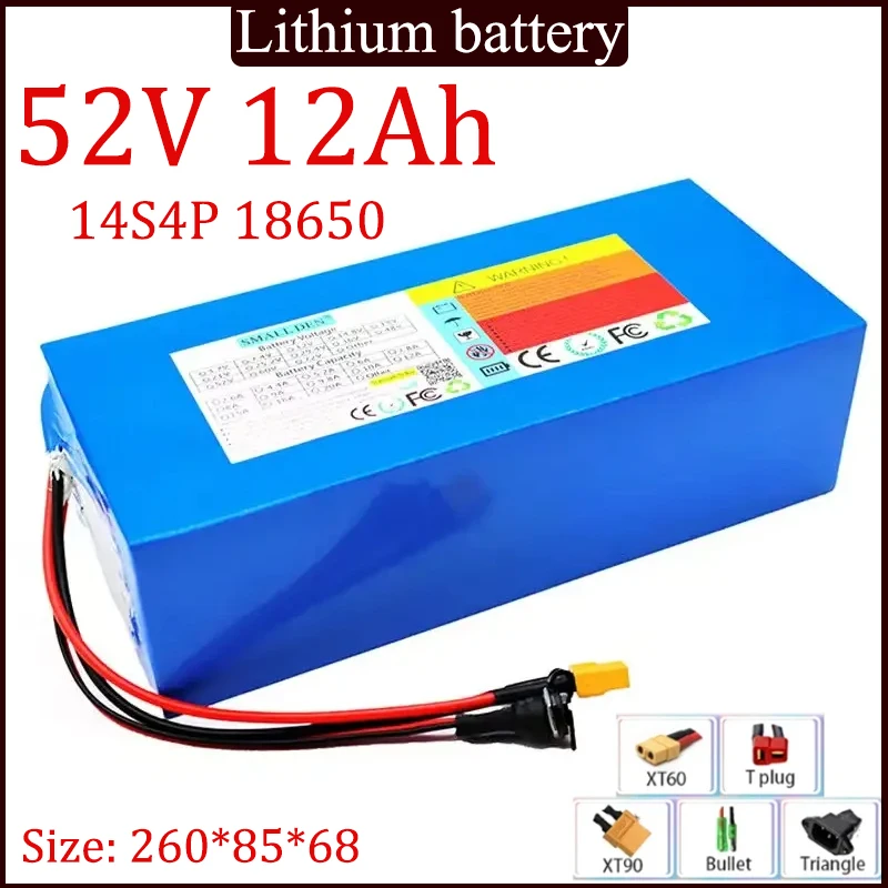 

52V 12Ah 14S4P 18650 Lithium Battery Pack 0-1200W Motor High Power 58.8V For Backup Power Power Tool High Quality Battery