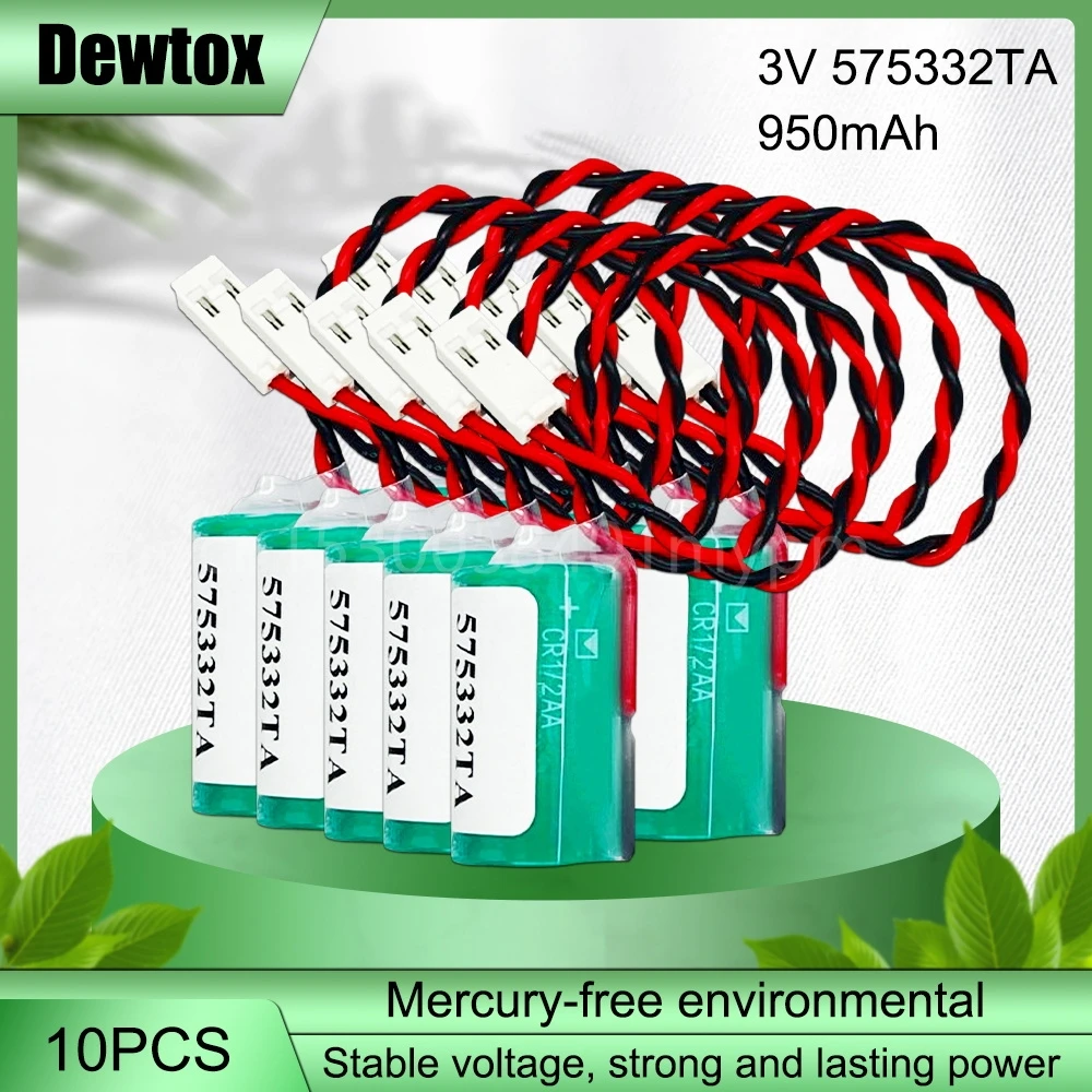 

10PCS 3V 950mAh 575332TA 3V 840D 810D 6FC5247-0AA18-0AA0 PLC Lithium CNC System Battery With White AMP Plug