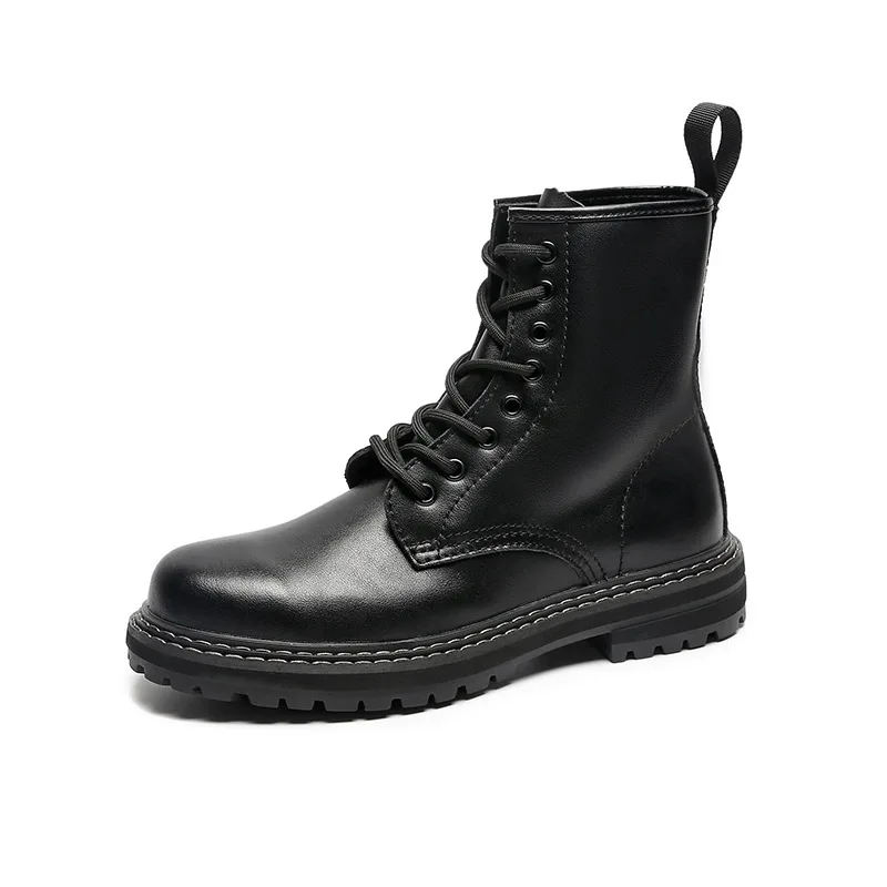 Botas de motocicleta buty com 8 buracos, tamanho extra, cano alto masculino, macacão de couro, preto, cano médio, botas de trabalho, chelsea botlar m713