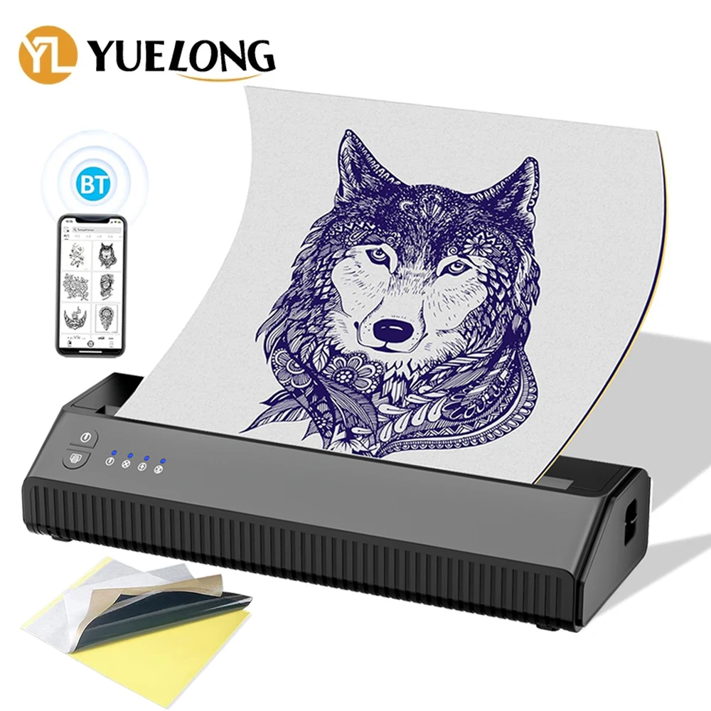 Wireless Bluetooth Tattoo Stencil Printer Thermal Printer 2500mAh Battery Stencil Printer USB With 10 Ppaer for Android Ios