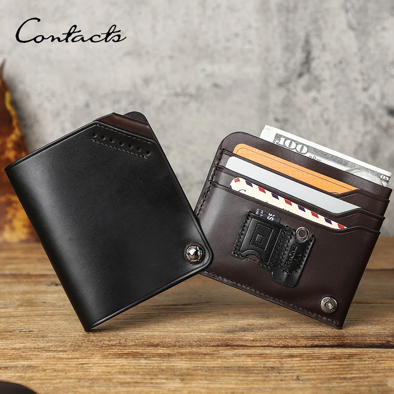 

CONTACT'S Genuine Leather Men Credit Card Holder Male Slim Casual Card Case SD Card Slot Bill Pocket Small Wallet For Men