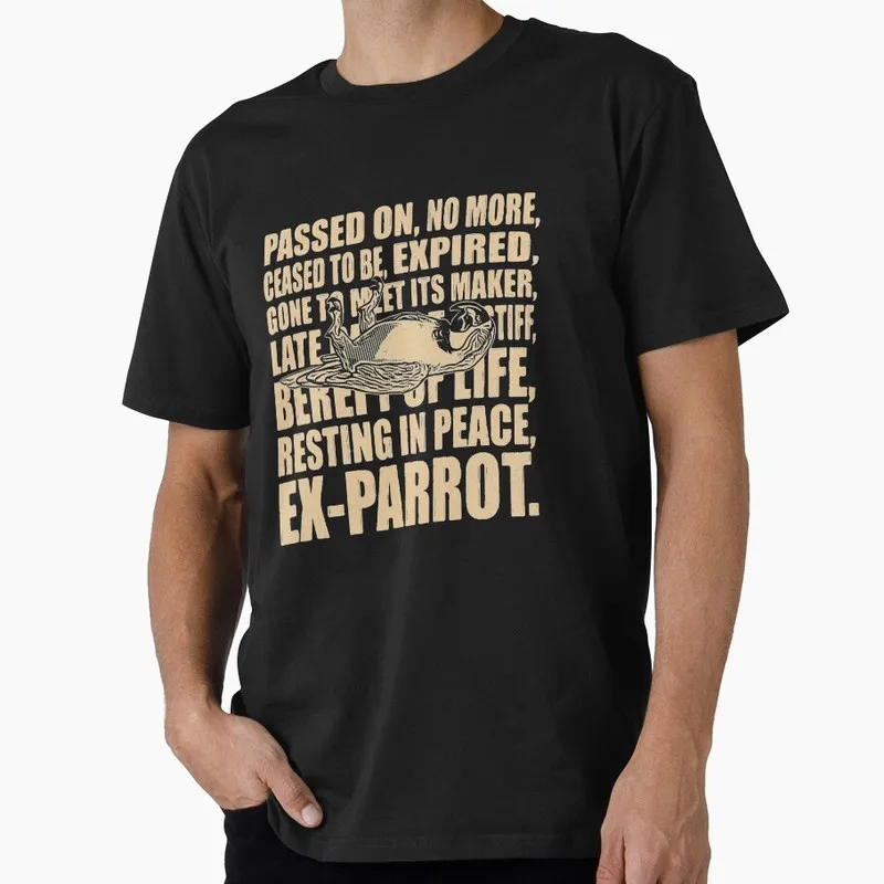 This Parrot - EX - Parrot Funny Monty Python Gift T-shirt Short Sleeve Tee British Comedy Graphic clothes US size Tops S-6XL