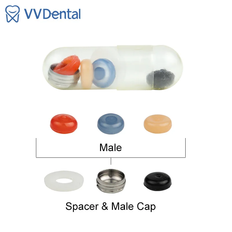 

6pcs/set Dental Implant Locator Core Tool Caps Overdenture Metal Male Caps Housing Retention Core Tool Block-Out Spacer