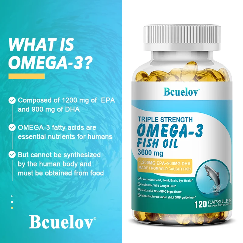Omega-3-Fischölkapseln – Reichhaltig in DHA und EPA, unterstützen die Gesundheit des Haut, Augen, Herz, Gehirn, Immunsystem, verbessern das Gedächtnis und die Intelligenz