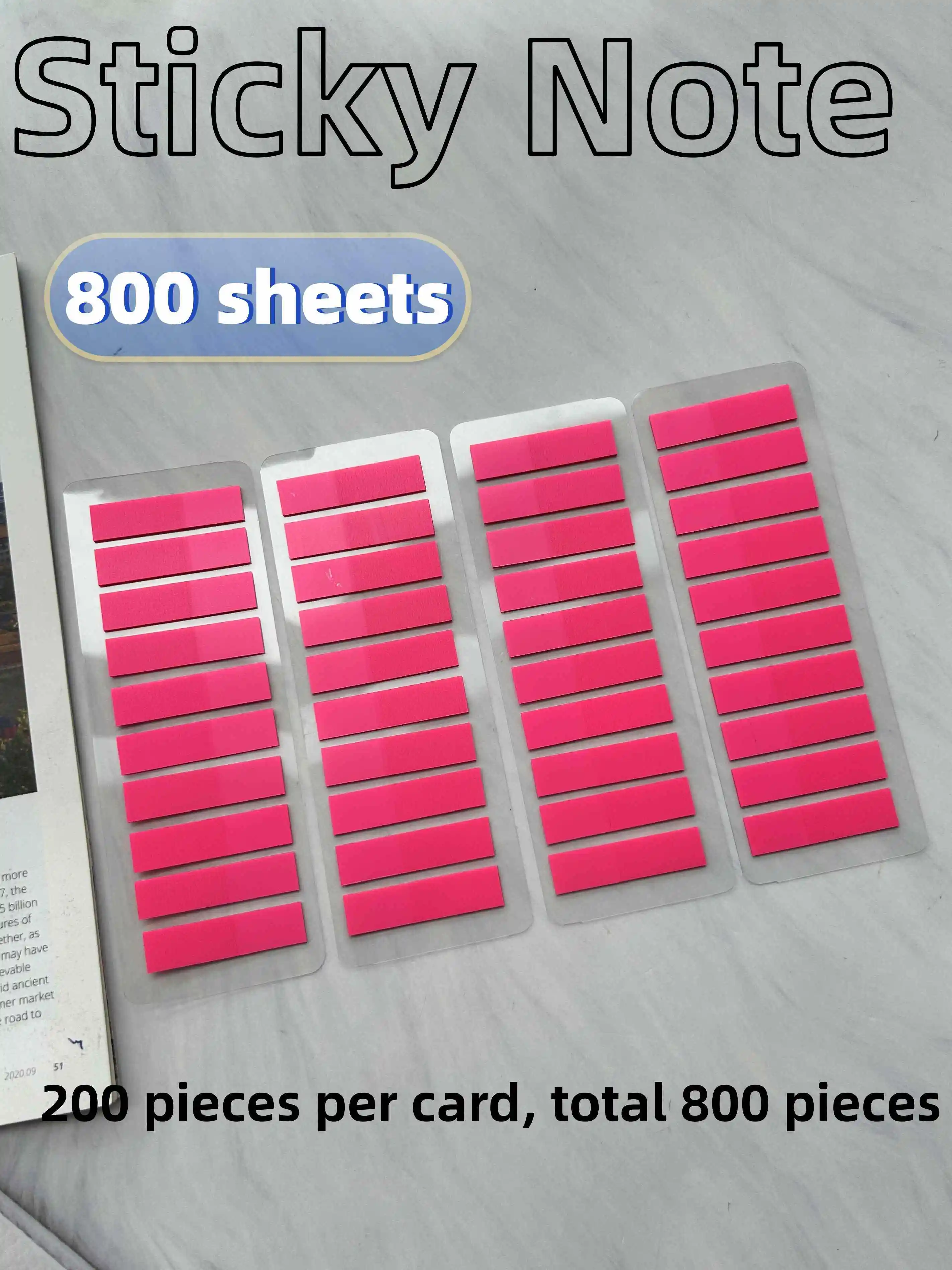 800Pcs of European vintage fluorescent PET transparent marked ten mixed colors for organization recording Suitable for office