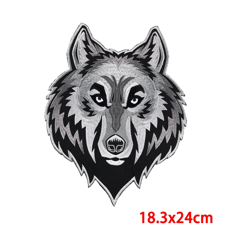 Punk Large Patch Tiger Embroidery Patches For Clothing Motorcycle Biker Iron On Patches On Clothes Jacket Back Sewing Patch DIY