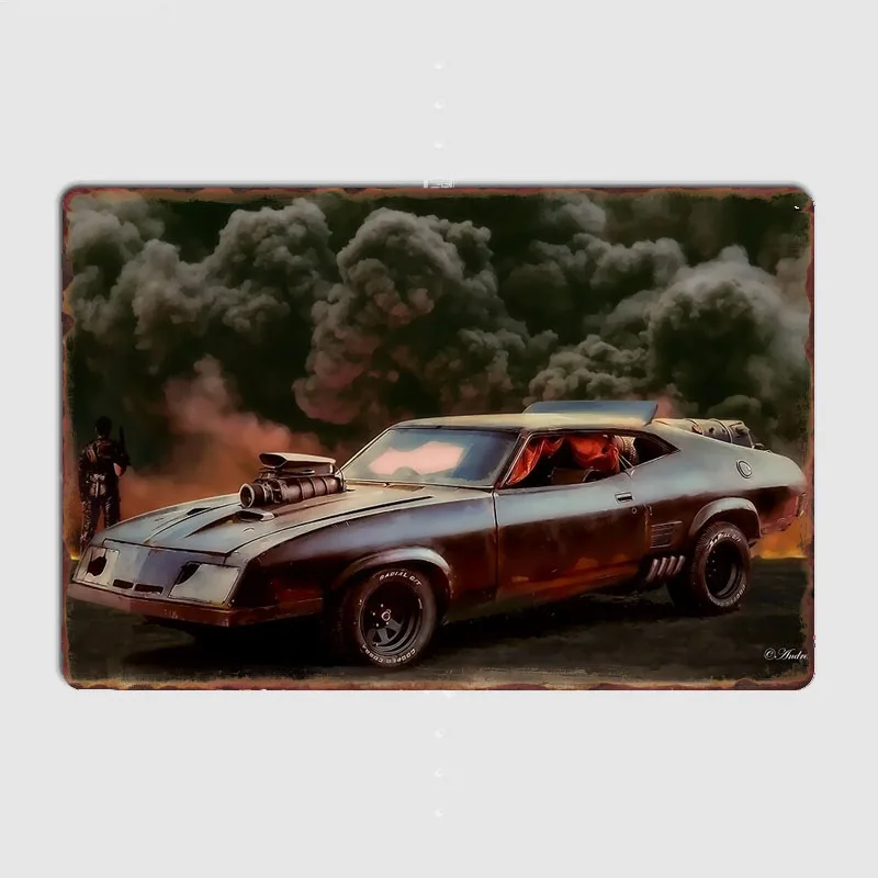 Mad Max Interceptor The Road Warrior Classic Car Metal Poster Tin Sign Garage Car Club Home Decor Room Decoration Wall Decor