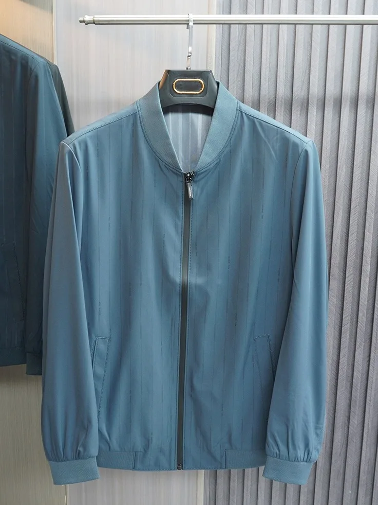 

Tech Fabric Windproof Men's Casual Baseball Collar Jaet Sli Autumn Light Busin Faionable Polyester Stand Fit