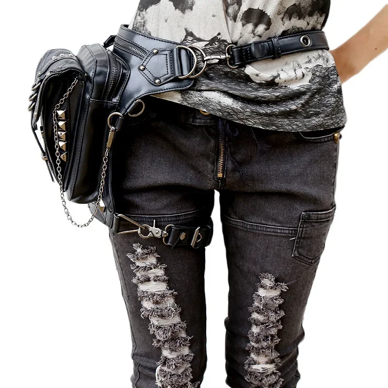 Fashion PU Waist Pack Waterproof Waist Leg Bag Casual Fanny Pack Belt Bag Men Thigh Holster Bag Military Bum Hip Pouch