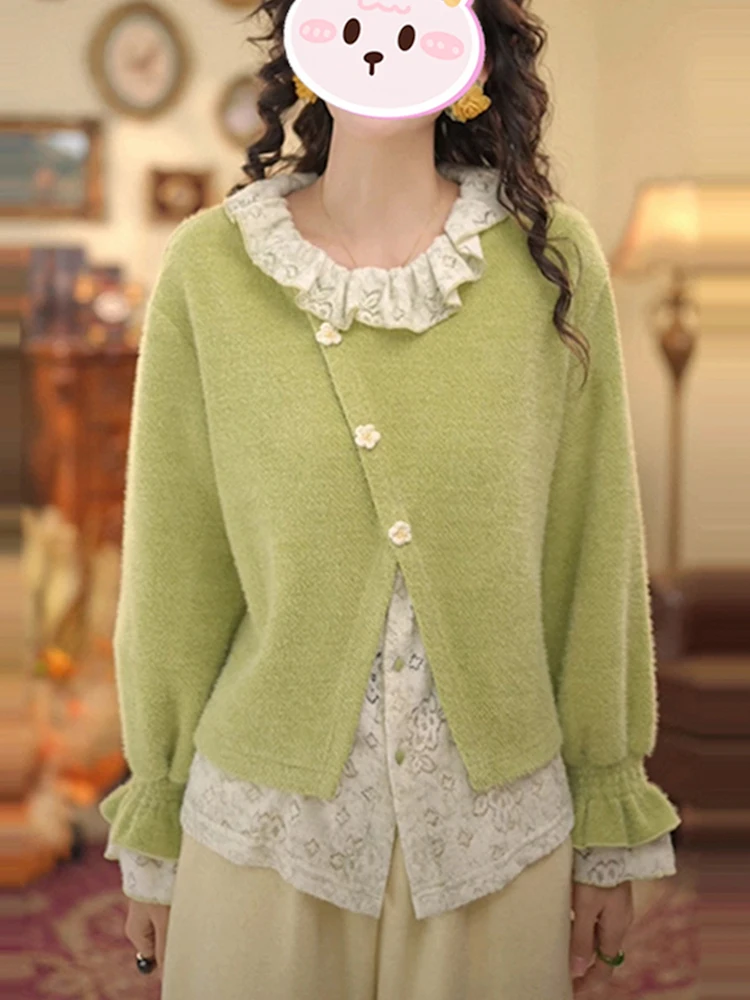 

Korean Style Casual Color Block Fake Two-Piece Shirt Women's Fashion Winter New Arrival Versatile Simple Design Long Sleeve Top