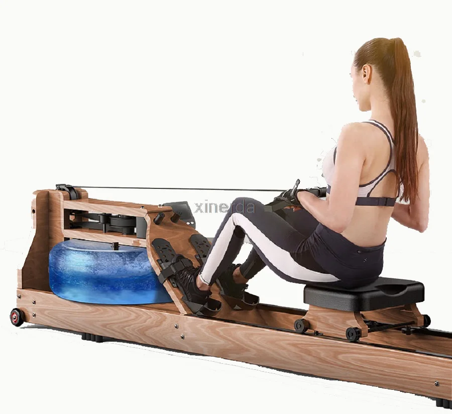 

8090 Adjustable Water Resistance Wood Double Track Mute Rowing Machine Aerobic Exercise Body Glider Training Fitness Equipment