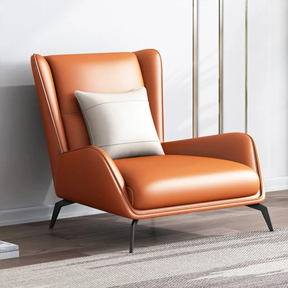 

l Nordic Luxury Modern Leather Chair Set Accent Leisure Home Furniture Living Room Lounge Sofa Chair With Footstool