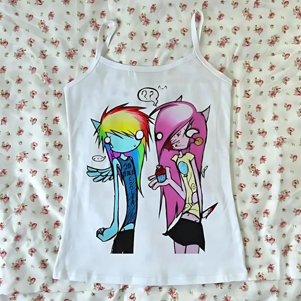 

Y2k Top 90s Retro Women's Clothing Women's Umbilical Top Women's Emo Women's Baby Vest Harajuku Pattern