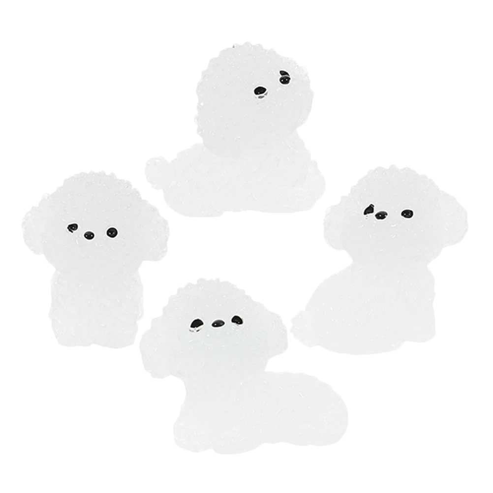 

4 Pcs Decorations Bichon Ornaments Garden Landscape Puppy Dog Figurines Animal Cartoon Miniature White
