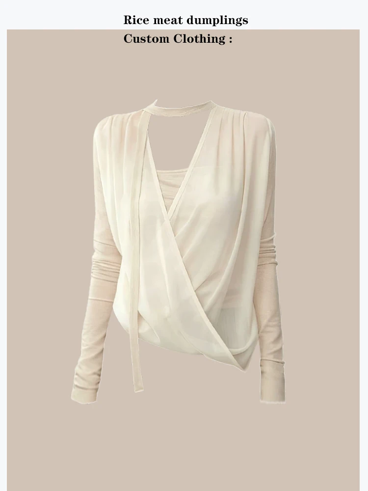 

Soft Style Knitted Shirt And Long Pants Set with Mesh Splicing Loose Fit Spring Summer Fashion Women's High Waist Long Sleeve