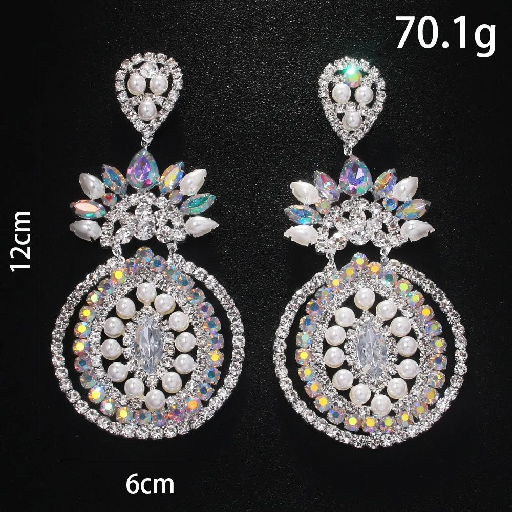 Personalized geometric earrings exaggerated rhinestone earrings stage catwalk accessories women's earrings
