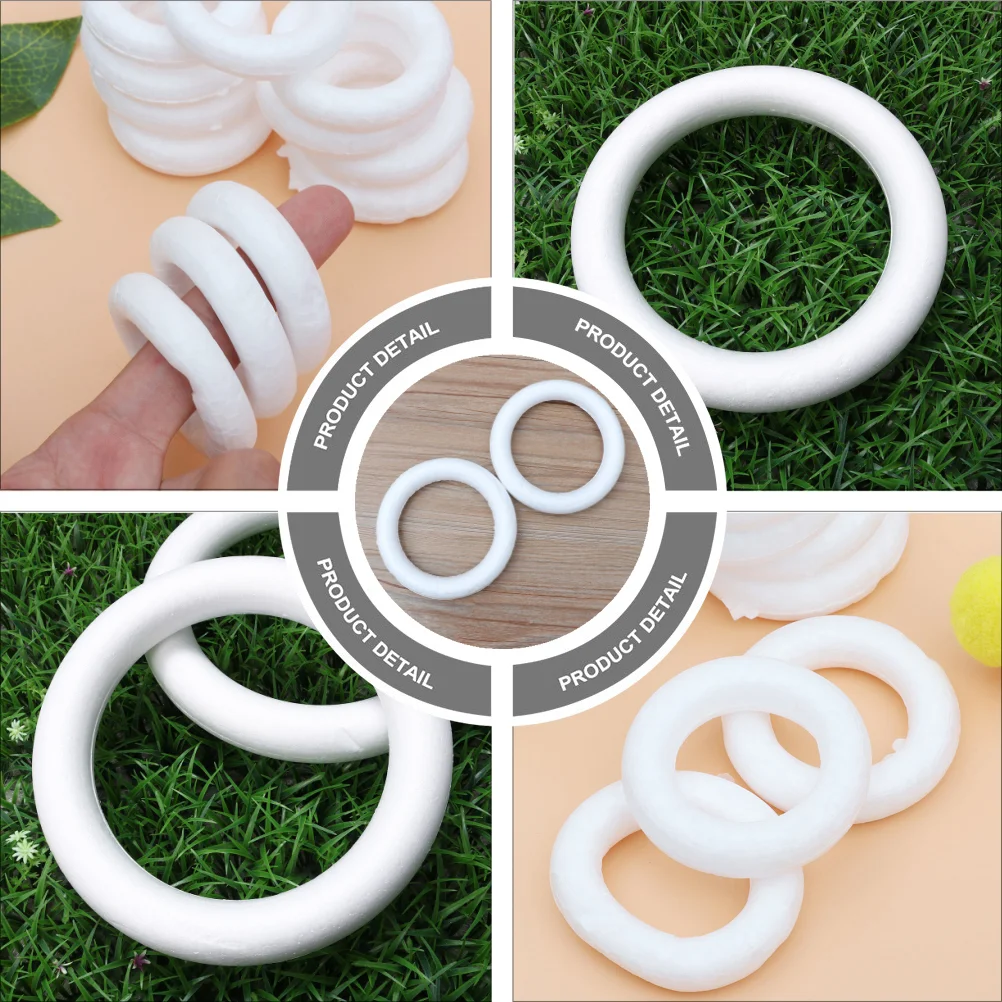 12 Pcs Frame Christmas Wreath Accessories Wall Hanging Kit Craft Foam Circle Polystyrene Ring DIY