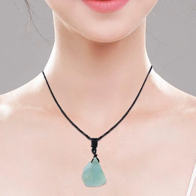 Natural Stone Pendants Elegant Crystal & Stone Pendant Crystal Necklace With String For Family Friends Colleagues