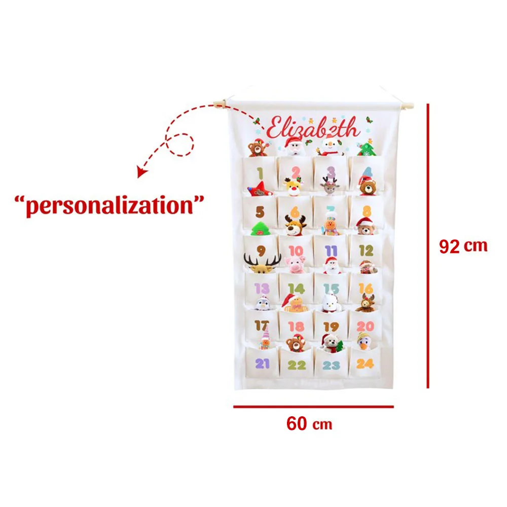 ปฏิทินนับถอยหลังวันคริสต์มาสแบบแขวนผนังลายชื่อสั่งทำสุดเทรนดี้ ใช้ซ้ำได้ ของตกแต่งวันคริสต์มาส ของขวัญวันเกิดสำหรับเด็ก