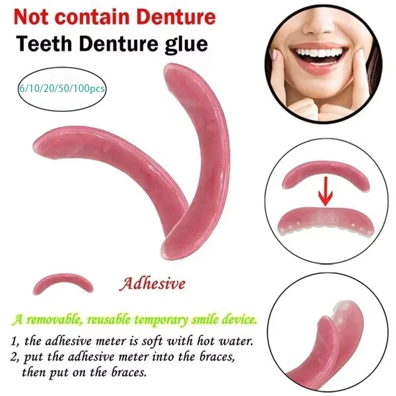 free shipping 6/10/20/50/100PCS Temporary Smile Comfort Fit Cosmetic Teeth Denture Glue For Denture Teeth For Your Beauty