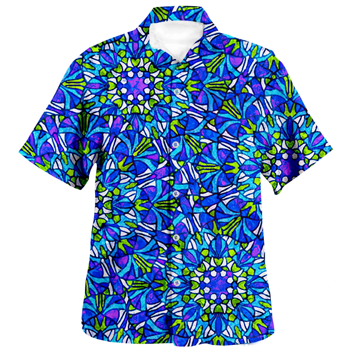 Psychedelic Mandala Pattern 3DPrint Men Shirt Beach Hawaiian Shirt Summer Short Sleeve Shirt Holiday Party Streetwear Oversized