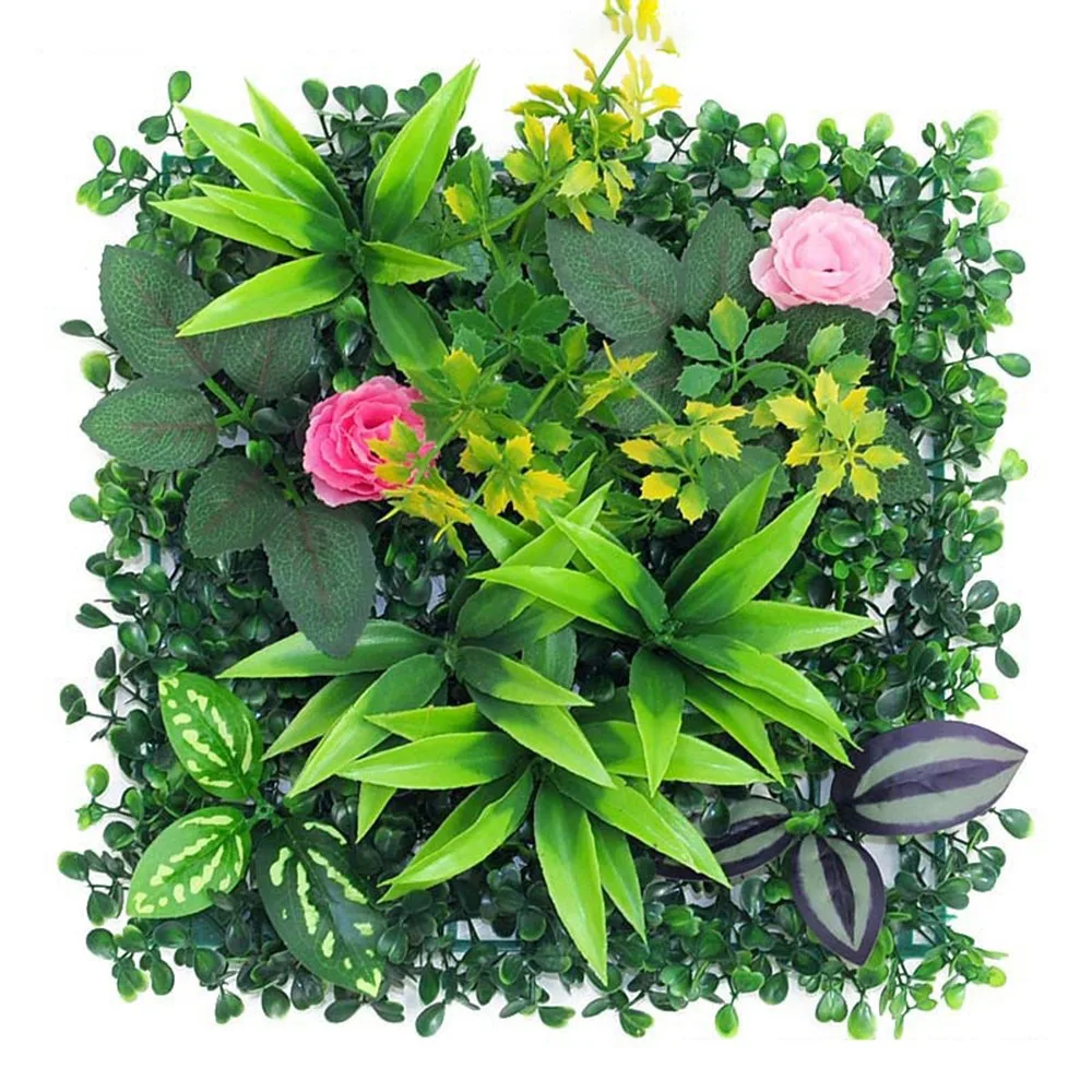 DIY Artificial Plant Wall Panel Lifelike 25*25cm Simulation Maple Plant Sheet Green No Watering Fake Green Grass Mat