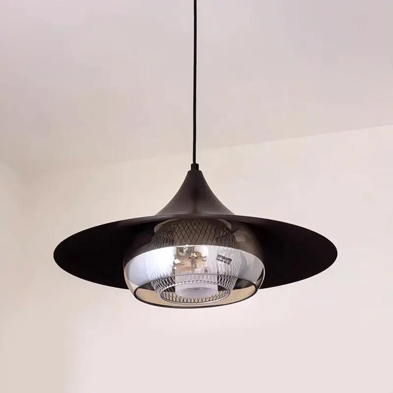 

New antique flying saucer French restaurant chandelier designer walnut creative personality