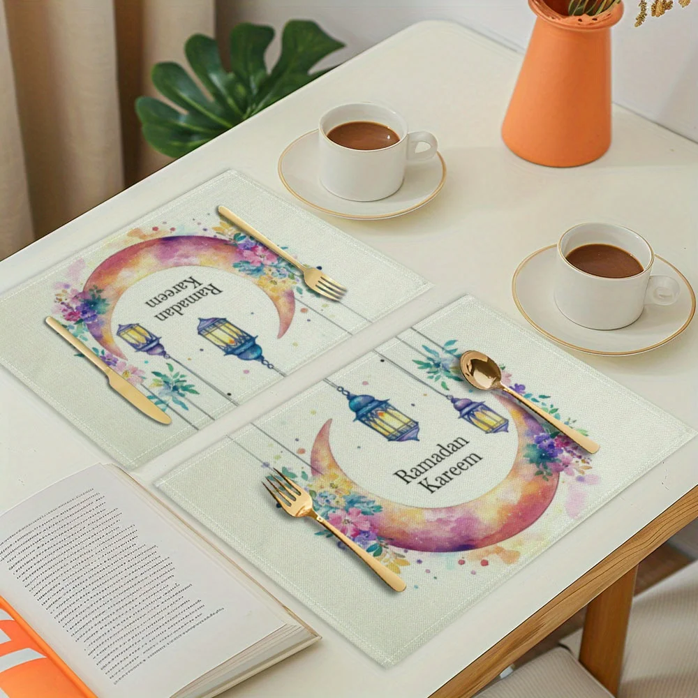 1PC Placemats Featuring a Moon Lamp Design, Perfect for Ramadan, Eid Al-Fitr, And Eid Al-Adha Table Decoration.