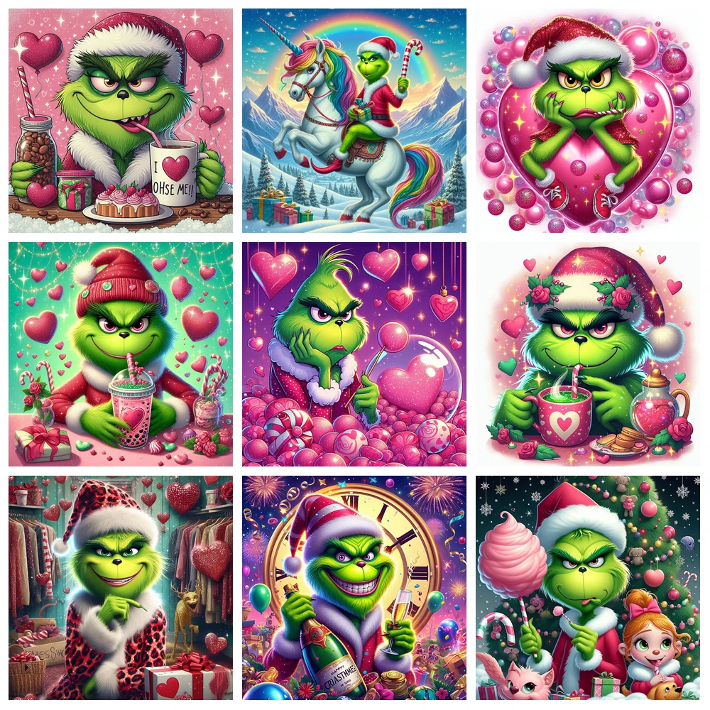 Cartoon Fairy Tale Comedy Movie Christmas Elf 5D Full Circle Diamond Painting Set DIY Diamond Mosaic Embroidery Cross Stitch